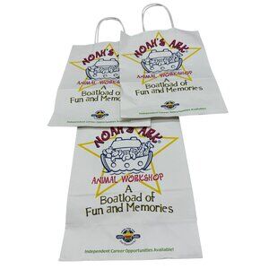 Noahs Ark Animal Workshop Party Favor Bags white paper 12.5x10" READ